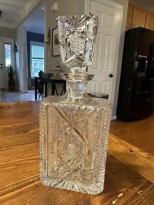Buy Vintage American Brilliant CUT CLEAR Crystal Liquor WINE Decanter Glass 10.5in • 69.89£