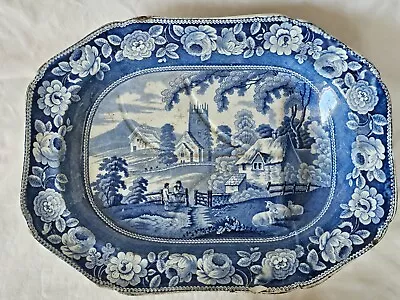 Buy Large Blue And White English Meat Platter, Circa Early 19th Century • 100£