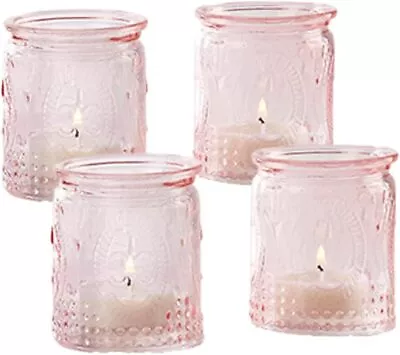 Buy Kateaspen 27090PK Vintage Pink Glass Tea Light Holder (Set Of 4) Set • 10.67£