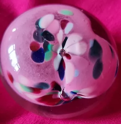 Buy Vintage Glass Pink Floral Paperweight Handmade By The Bahamas Glass Company • 20£