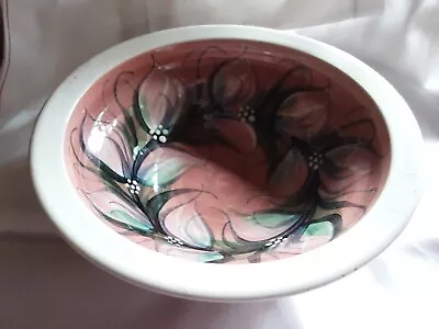 Buy Gwili Pottery Bowl 8.5 ×3  Peach Colour Floral Design Vintage • 5.50£