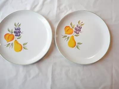 Buy 2 Vtg Salem American Ironstone Dinnerware 10  Dinner Plates Fruit Pear Design • 7.45£