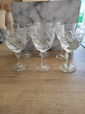 Buy 6 Cut Glass Wine Glasses • 8£