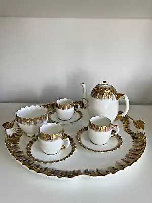 Buy Antique Aynsley Fine China Part Cabaret Tea Set Gold Shell Border • 99£