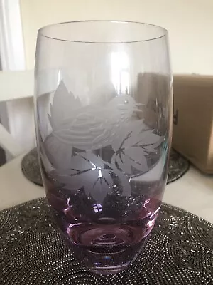 Buy Caithness Crystal Glass Pink Etched With Thrush  Etching.new • 6.99£