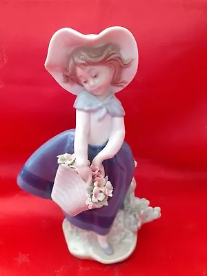 Buy Vintage Lladro Figure 5222 Pretty Pickings Girl With Flower Basket  • 15£