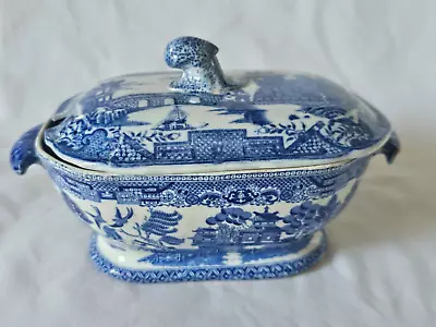 Buy Antique Blue And White English Pearlware Small Terrine And Cover (c), Circa 1820 • 65£