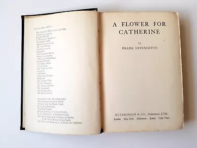 Buy A Flower For Catherine By Frank Swinnerton 1950, Ex W.H.Smith & Sons Library • 2£