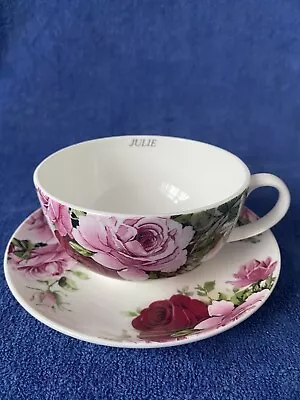 Buy Signature Staffordshire Bone China Duo Tea Cup & Saucer Roses Pattern. VGC Used. • 12£