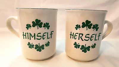 Buy Vtg Herself Himself Irish Shamrock Mugs Cups Carrigaline Pottery Ireland • 17.71£
