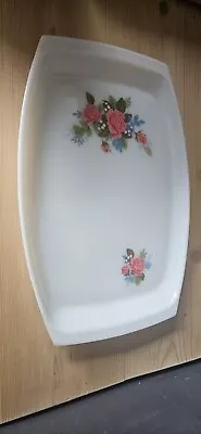 Buy Vintage Cottage Rose Pyrex JAJ Milk Glass Serving Tray Platter Roast Retro • 11£