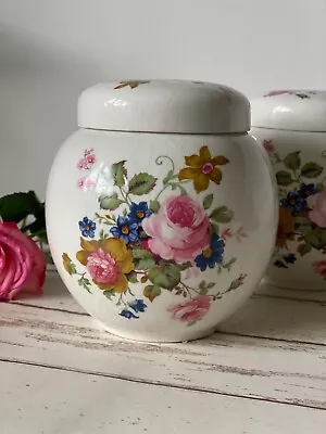 Buy Vintage Sadler Pair Of Ginger Jars Bone China Floral Pattern Kitchen Storage • 12£