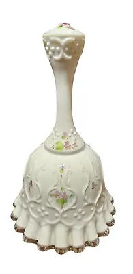 Buy Vintage Fenton Violets In The Snow On Silver Crest Spanish Lace Bell Handpainted • 13.97£