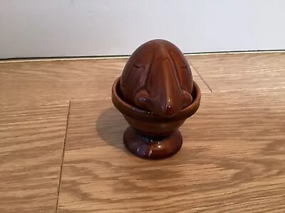 Buy Denmead Pottery Hampshire Mr Nosey Novelty Egg Cup With Cover - Brown Glaze Dr19 • 3.50£