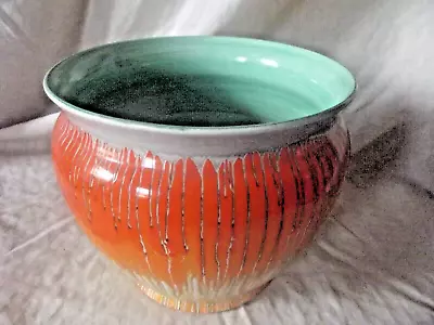 Buy Shelley Harmony Ware Orange Drip Glaze Jardiniere / Large Bowl • 155£