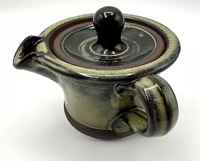 Buy Hand Thrown Studio Pottery Stoneware Glazed Lidded Pouring Jug - 12cm (H) ~ VGC • 22.95£