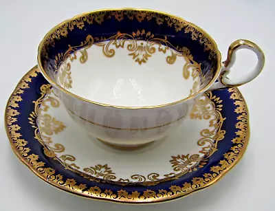 Buy Vintage Aynsley Georgian Cobalt Blue  & Guilded Gold Teacup And Saucer • 29.99£