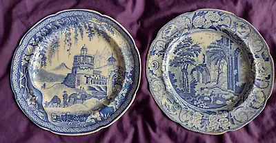 Buy Antique English Blue And White Plate Monopteros   Rogers And Son ?? + Stevenson • 30£
