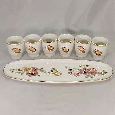 Buy Zsolnay Hungary Pecs Hand Painted Shot / Egg Cups Set Of 6 With Tray • 121.12£