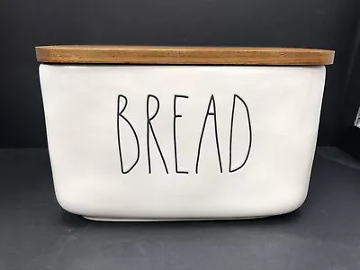 Buy Rae Dunn Bread Box Bread Bin W/ Wooden Lid Collectible Ceramic Pottery Decor • 65.35£