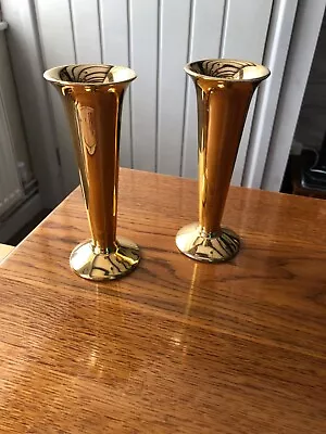 Buy Pair Royal Winton Golden Age Trumpet Lustre Vases • 18£