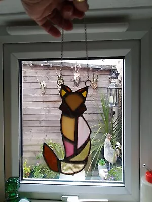 Buy Handmade Stained Glass Fox Suncatcher Window Display Bnwot #4 • 15£