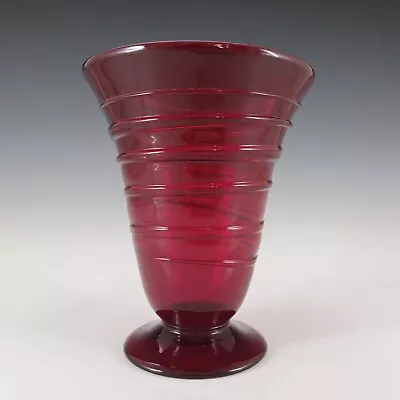 Buy Whitefriars #9296 Ruby Red Glass Ribbon Trail Vase • 45£