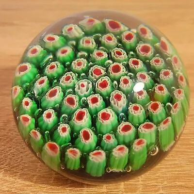 Buy Vintage Glass Paperweight - Millefiori - Close Pack Canes - Green/White • 19.99£