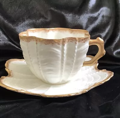 Buy Antique Pre SHELLEY WILEMAN White Gold Shell Cup & Saucer 1890’s Rd 150035 • 125£