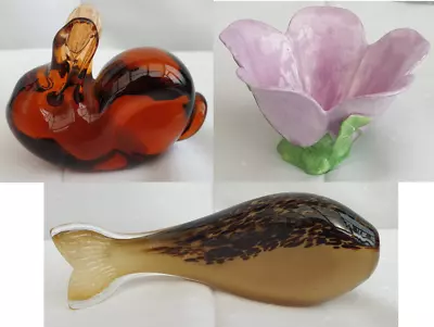 Buy Wedgwood Joblot Glass Fish, Glass Rabbit And Miniature Ceramic Flower Pot • 18£