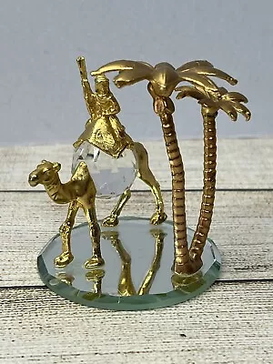 Buy Vintage Cut Glass Crystal & Gilt Camel, Palm Trees Miniature Figurine • 25£