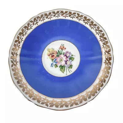 Buy Adderley Saucer Fine Bone China Floral Center Blue Gold Leaf Trim England 5 1/2  • 12.11£