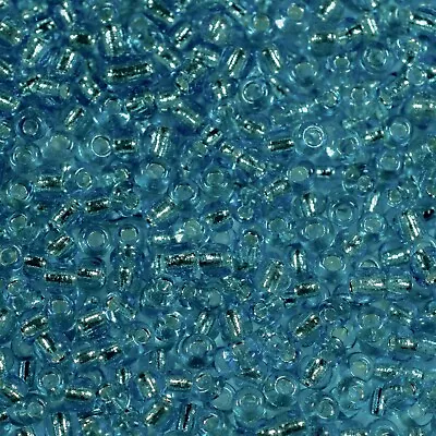 Buy 2mm TURQUOISE Glass Silver-Lined SEED BEADS Size 12/0 Approx. 4500 Per 50g Pack • 2.48£