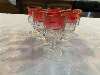 Buy 6  Indiana/Tiffin? Thumbprint Kings Crown Ruby Cordial / 2oz. Wine Glass  3 1/2  • 18.63£