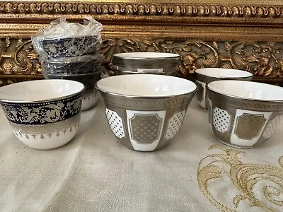 Buy 9 De Lamerie Middle East | Arabic Tea Bowls: Assorted Platinum | Silver Patterns • 278.65£