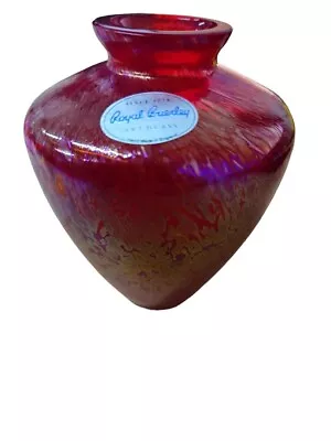 Buy Royal Brierley Red Iridescent Vase Art Glass Hand Made In England Collectable  • 12.99£