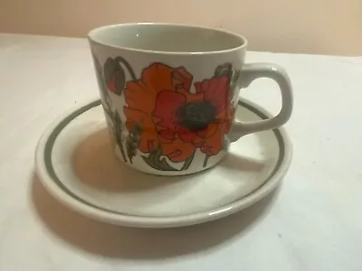 Buy J & G Meakin   Poppy Design   Tea/Coffee Cup & Saucer, Floral, Fine Bone China. • 6£