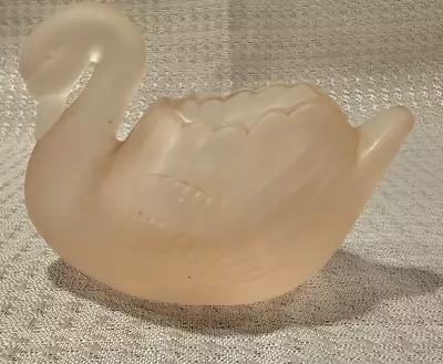 Buy Vintage Interpur Pink Frosted Glass Swan Votive Toothpick Holder Foil Sticker • 12.09£