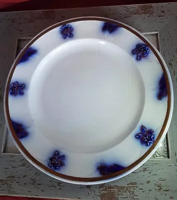 Buy Antique Flow Blue & Copper Luster Floral Dinner PLATE OPAQUE CHINA B-F & Co. • 25.21£