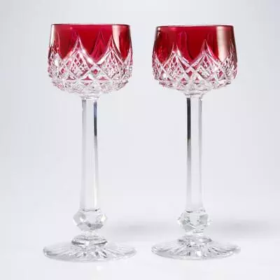 Buy Baccarat France Colbert Rose Red Cut Crystal Rhine Wine Glasses 7.5  Pair 2pc • 326.18£