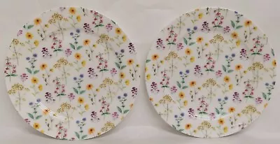 Buy Meadow Flowers Set 2 Fine Bone China 8  20cm Plates Bright Floral Decorated UK • 19£