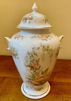 Buy VINTAGE FENTON Fine Bone China Floral Lidded Vase 23cm Cottage Core Chintz Core • 25£