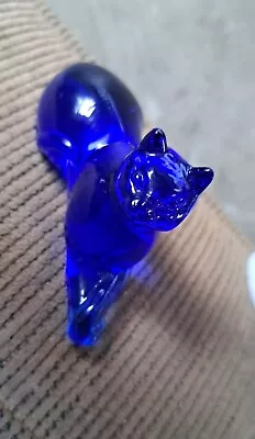 Buy Franklin Mint Cobalt Blue Cat Figurine Art Glass 1.5 T Vintage 1986 Miniature  • 29.82£