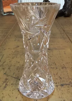 Buy Vintage Crystal Cut Glass Pinwheel Design With Etched Star Of David • 6£