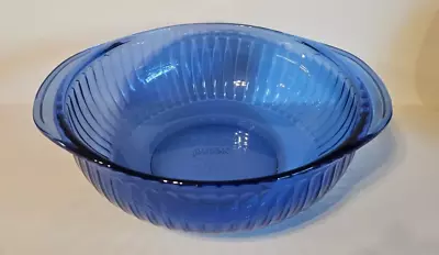 Buy Pyrex Cobalt Blue Glass Ribbed Mixing Bowl 2 Quart With Handles Vintage 0-24S • 13.98£