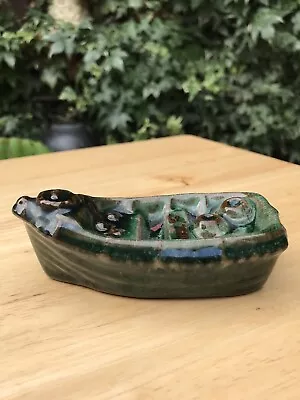 Buy The Guernsey Pottery Small Green Drip Glazed Lobster Fishing Boat. • 5£