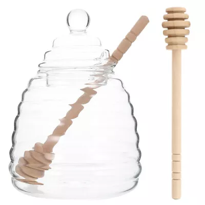 Buy Honey Pot And Spoon Glass Jar Transparent Storage High-grade Household • 13.28£