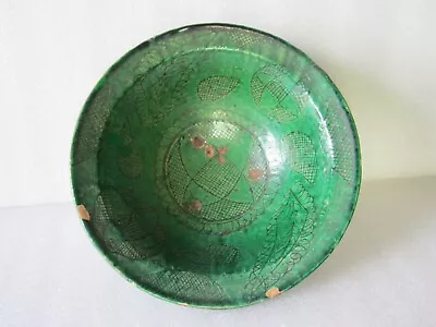 Buy RARE MUSEUM QUALITY ANTIQUE 9th CENTURY MIDDLE-EASTERN ISLAMIC GREEN GLAZED BOWL • 458.20£