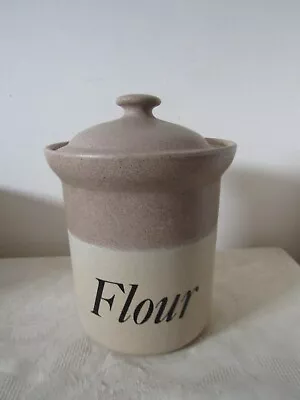 Buy Vintage Stoneware Grey Beige Flour Storage Cannister Jar  18cm Tall X 20cm Diame • 14.99£