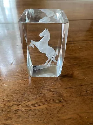Buy White Rearing Horse In Glass-Ornament/Paperweight • 10£
